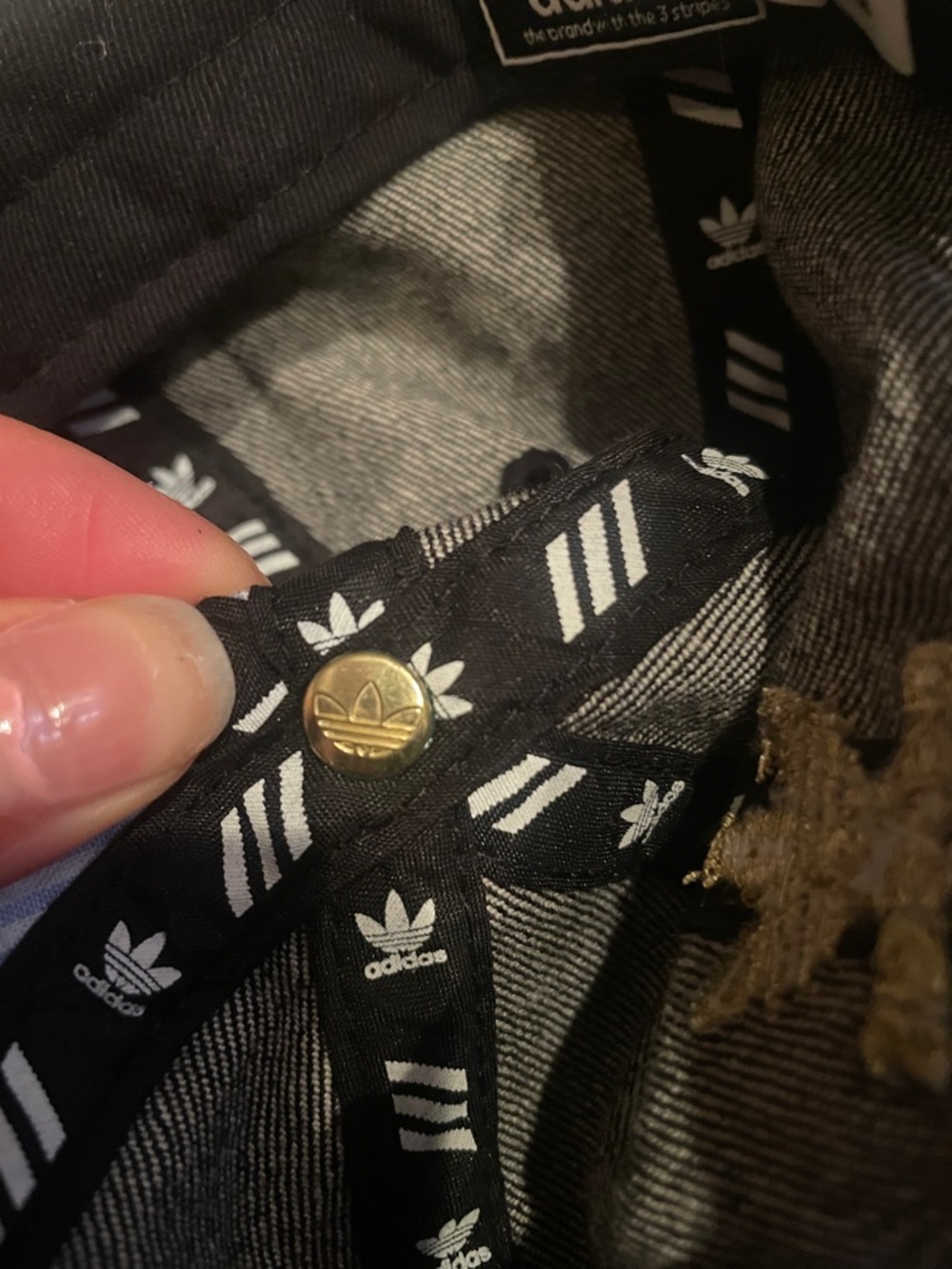 Adidas Trefoil Hat Black Denim Gold Logo Baseball Cap Adjustable Streetwear - Picture 7 of 9